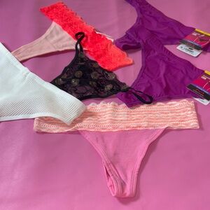 Women's Lace Trim Panties - Pink, Purple, Black 6️⃣